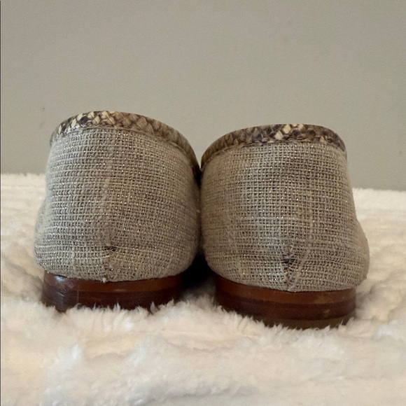 SAM EDELMAN Lior Bit Loafer Women’s Flats Size 7.5 Tan Linen Metallic - Picture 4 of 15
